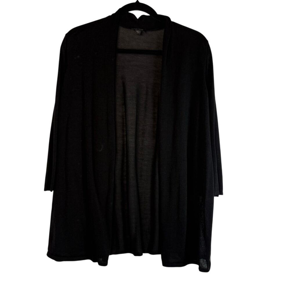 J.Jill Wearever Black Open Front Long Cardigan Sweater Casual Minimalist Large